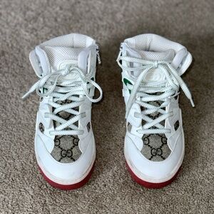 Gucci Kids' White and Red Sneakers with Logo Detail